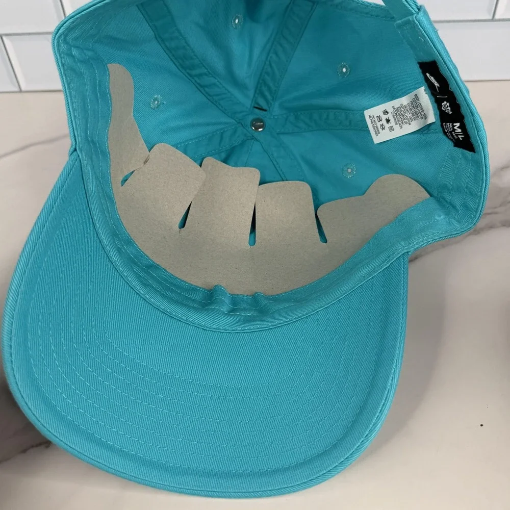 Nike Hat Cap Strap Back Mens M/L Teal Blue Club Cap Swoosh Logo Baseball